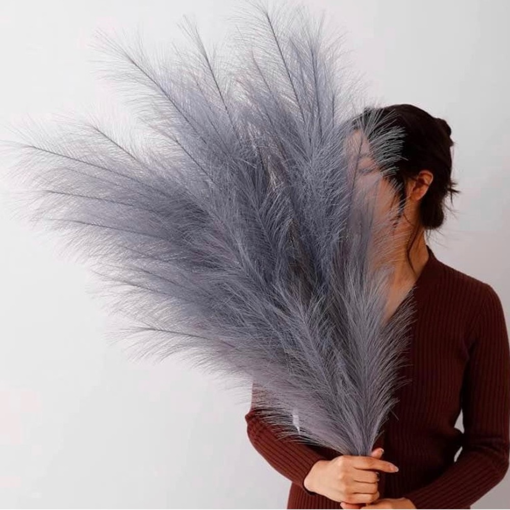 10 Pack Bundle | Gray ADJUSTABLE Artificial Large Faux PAMPAS GRASS 43” /110cm